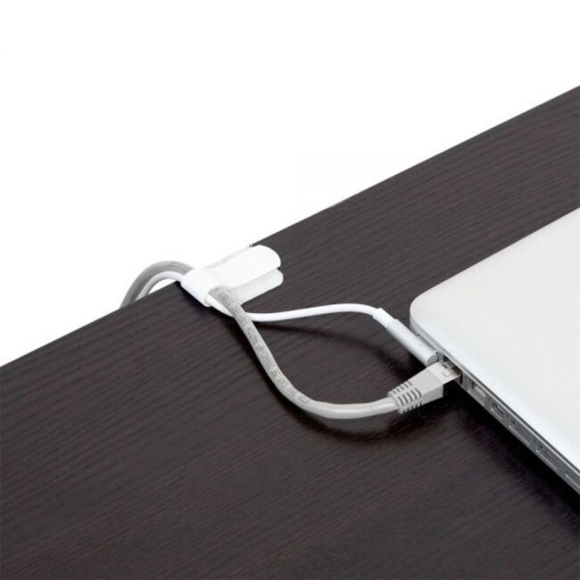 Klettband-Kabelbinder mit Klebestreifen Weiß (10 Stück)