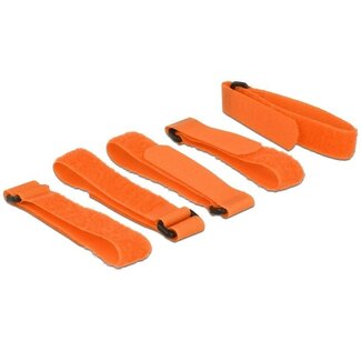 DeLOCK Klettkabelbinder mit Schnalle 300 x 20mm / Orange (5 Stück)