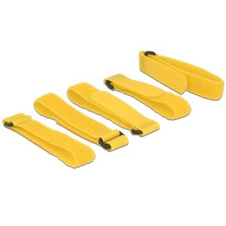 DeLOCK Klettband-Kabelbinder mit Schnalle 300 x 20mm Gelb (5 Stück)