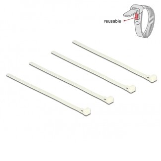 InLine Kabelbinder 200 x 7,2 mm transparent - wiederverwendbar (100 Stück)