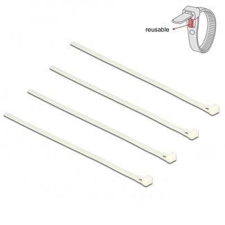 InLine Kabelbinder 300 x 7,2mm transparent - wiederverwendbar (100 Stück)