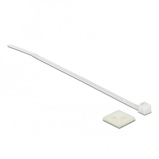 DeLOCK Kabelbinder 150 x 3,5 mm (10 Stück) mit selbstklebenden Haltern (10 Stück) / transparent