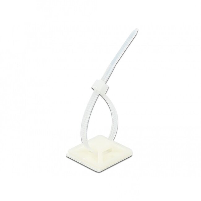 Kabelbinder 150 x 3,5 mm (10 Stück) mit selbstklebenden Haltern (10 Stück) / transparent