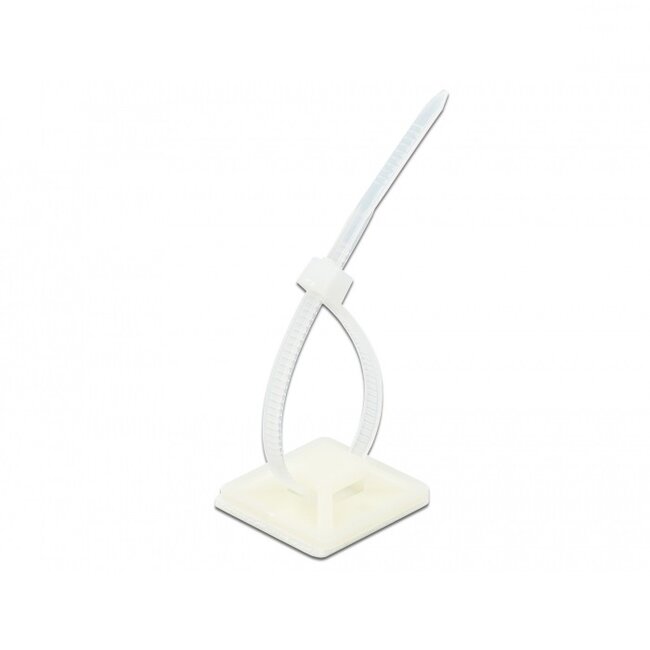 Kabelbinder 200 x 4,8 mm (10 Stück) mit selbstklebenden Haltern (10 Stück) / transparent