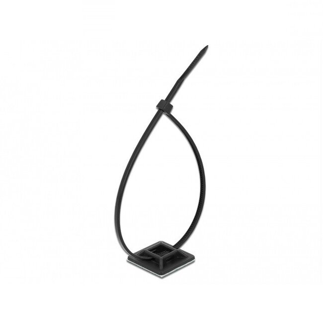 Kabelbinder 300 x 4,8 mm (10 Stück) mit selbstklebenden Haltern (10 Stück) / schwarz