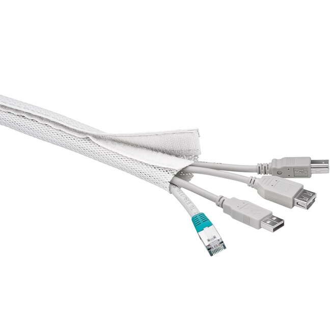 Goobay Polyester Kabelschutz mit Klettverschluss - 20-40mm / Weiß - 1,8m