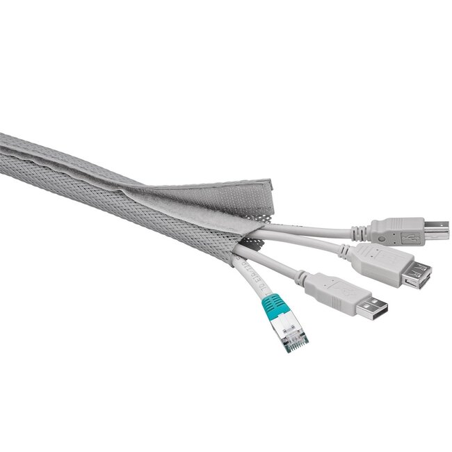 Goobay Polyester Kabelschutzschlauch mit Klettverschluss - 20-40mm / Grau - 1,8m