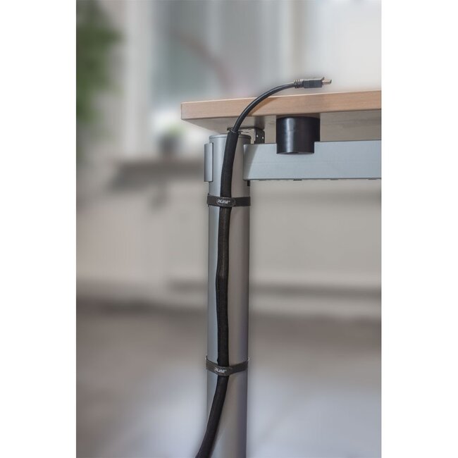 Polyester Kabelschutzschlauch selbstschließend mit Mantel - 10mm / Schwarz - 1 Meter