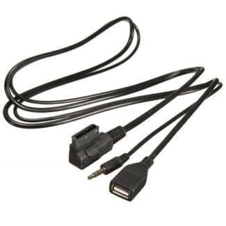 Coretek 3,5mm Klinke Aux & USB AMI Interface Adapter für Audi, VW, Skoda, Seat – 1 Meter