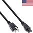 C5 (gerade) - Typ B / Amerika (gerade) Stromkabel - SVT AWG18/3 / Schwarz - 1,8 Meter