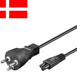 Goobay Dänemark Stromkabel mit C5 Stecker - Schwarz - 2 Meter