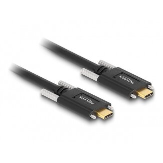 DeLOCK USB-C auf USB-C Kabel mit 2 Schrauben - USB3.2 (bis 10 Gbit/s) - PD bis 20V/3A - Video bis 8K 30Hz - Schwarz - 1 Meter