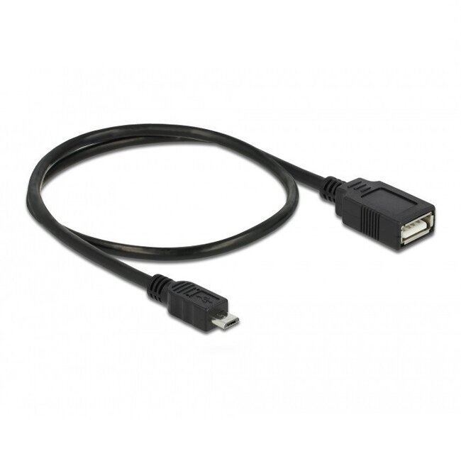 USB Micro B (m) auf USB-A (w) OTG Adapter - USB 2.0 - bis 1A / schwarz - 0,50 m