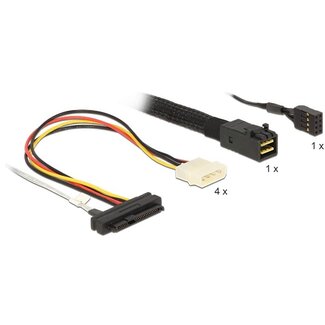 DeLOCK Mini-SAS HD SFF-8643 auf 4x SAS SFF-8482 + 4x Molex mit Sideband - 0,50 m