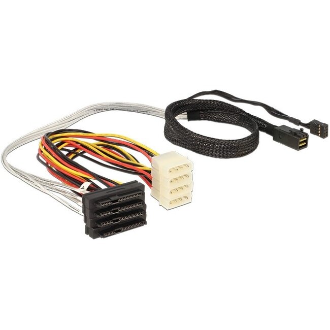 Mini-SAS HD SFF-8643 auf 4x SAS SFF-8482 + 4x Molex mit Sideband - 0,50 m