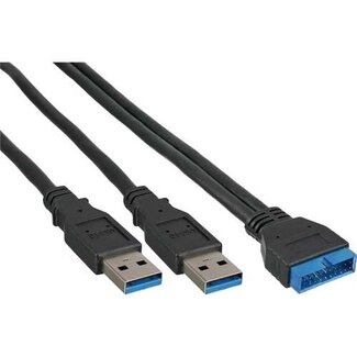 InLine Pin-Header-Adapter USB 3.0 (m) auf 2x USB-A (m)