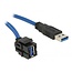 USB-A Keystone Modul gewinkelt (110° oben) - USB-A (m) | USB3.0 5 Gbps | Schwarz | 0,50 m
