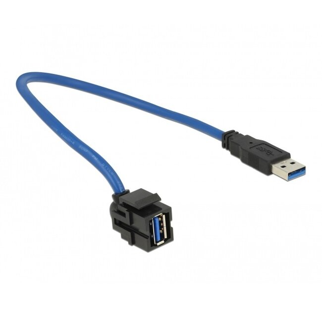 USB-A Keystone Modul gewinkelt (110° oben) - USB-A (m) | USB3.0 5 Gbps | Schwarz | 0,50 m