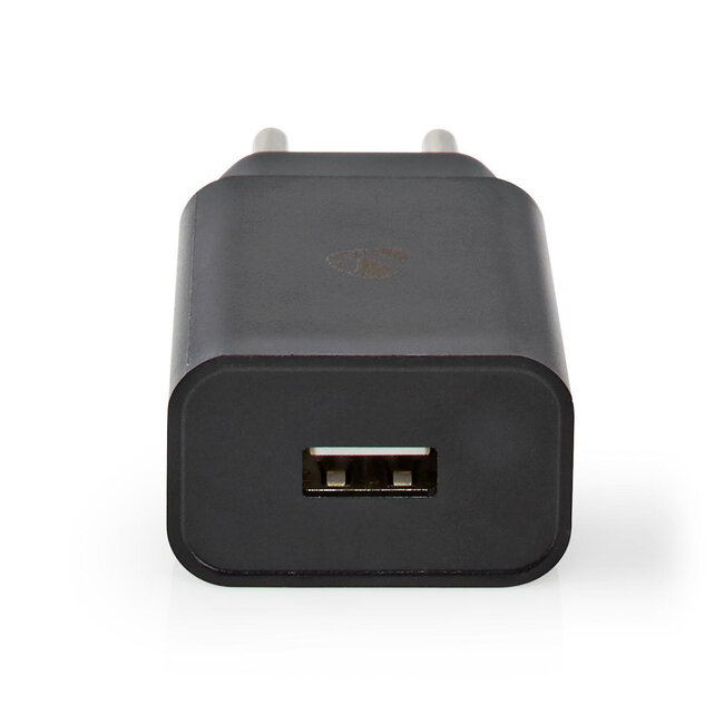 Nedis USB-A Heimladegerät mit 1 Port und abnehmbarem USB-C Kabel - 2,4A / Schwarz - 1 Meter