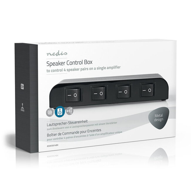 Nedis Lautsprecherschalter 4-fach (Metall)