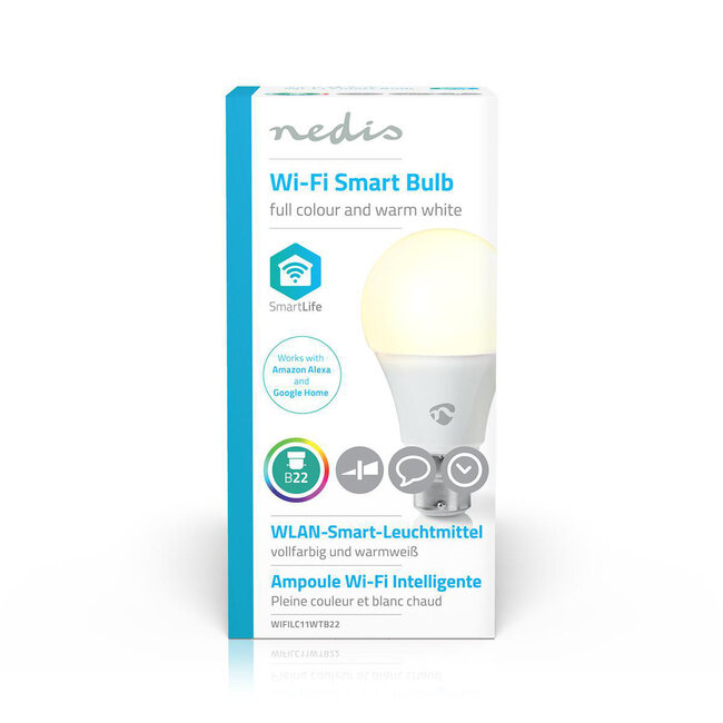 Nedis SmartLife Wi-Fi LED-Lampe - B22 Fassung / Vollfarbe & Warmweiß