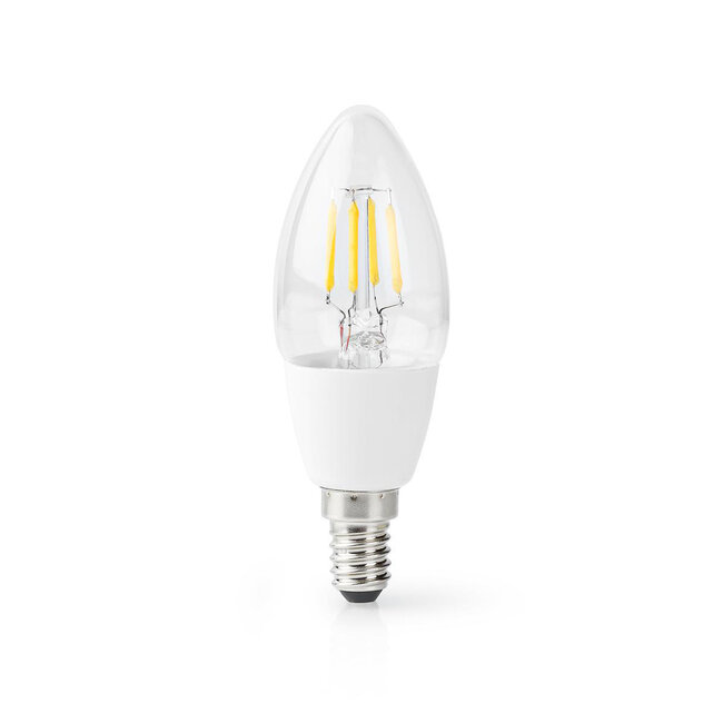 Nedis SmartLife Wi-Fi LED-Lampe - E14 Fassung - C37 Form / Warmweiß (klar / Glas)