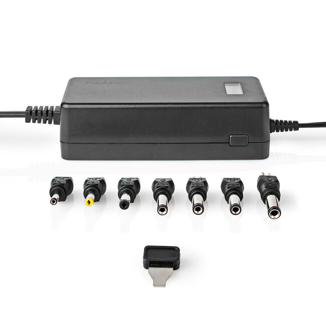 Universal-Netzadapter 5-24V / 1,5-3A / 36W mit 7 austauschbaren Steckern / Schwarz - 1,8 m