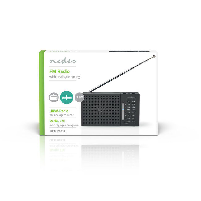 Nedis tragbares AM/FM-Radio 1,5W Schwarz