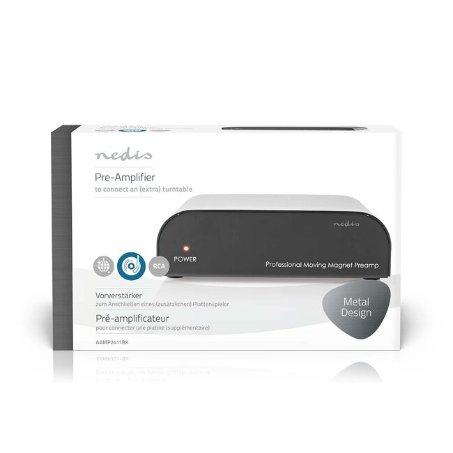 Nedis Phono Vorverstärker für Plattenspieler, 1x Eingang, Schwarz