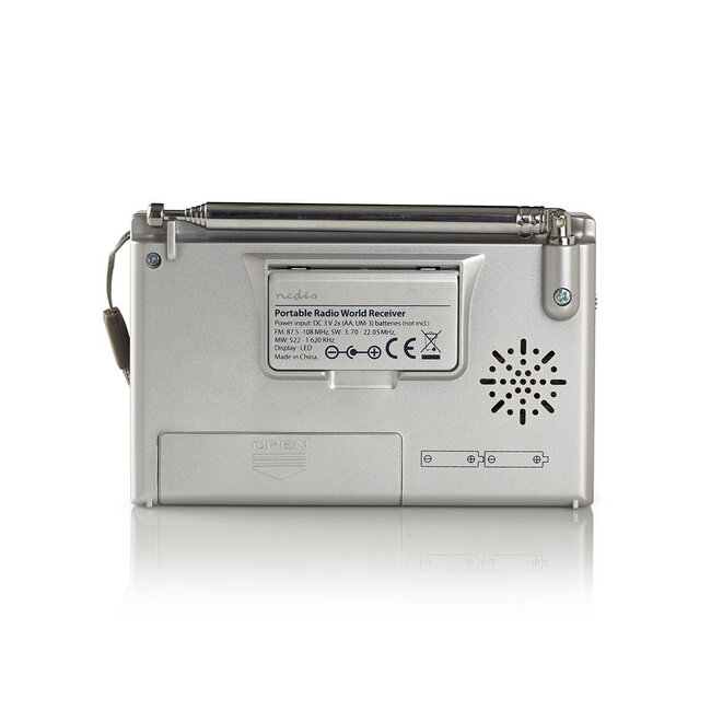 Nedis Weltempfänger mit Alarmfunktion / Grau