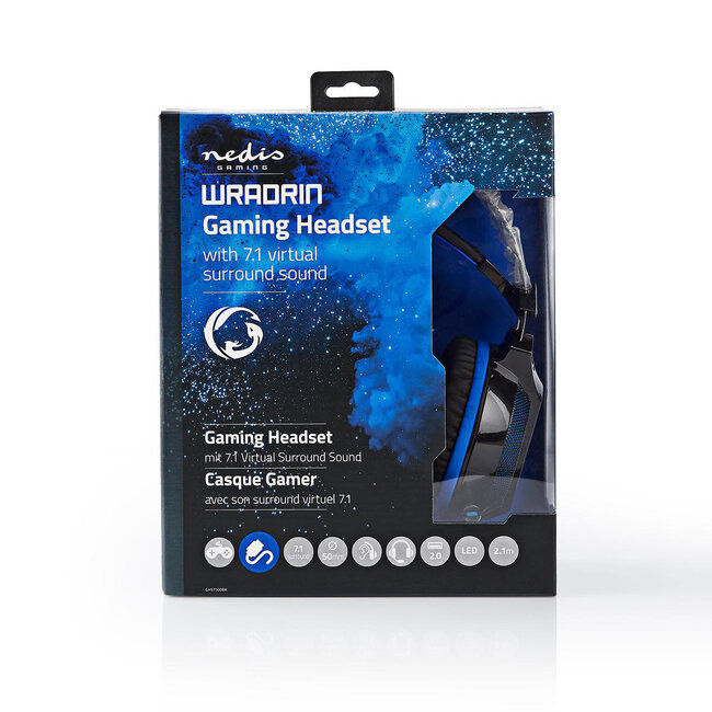 Nedis Gaming WRADRIN Stereo Over-Ear Headset 7.1 Virtual Surround USB-A Schwarz/Blau