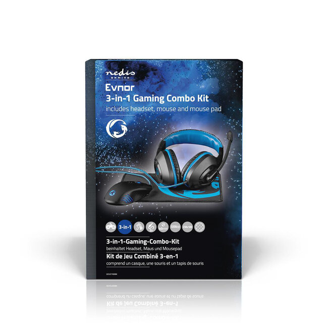 Nedis Gaming EVNOR 3-in-1 Combo Set – Headset, Maus & Mauspad / Schwarz/Blau