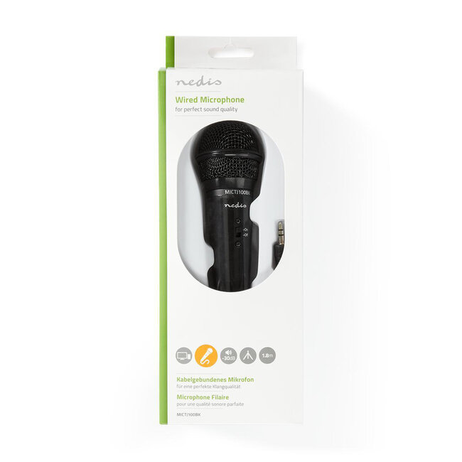 Nedis Kondensatormikrofon mit Stativ - 1x 3,5mm Klinke / Schwarz - 1,8 m