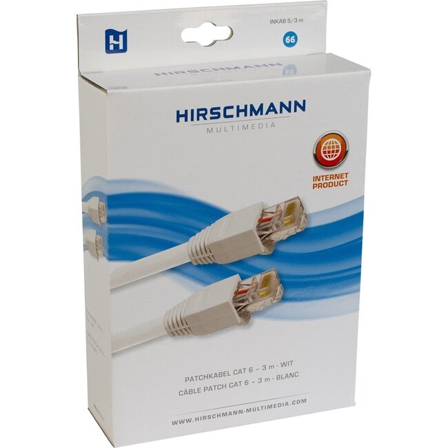 Hirschmann INKAB5 U/UTP CAT6 Gigabit Netzwerkkabel Weiß - 3 Meter