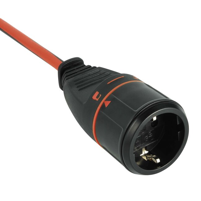 CEE 7/7 - CEE 7/3 Verlängerungskabel mit verriegelbarem Stecker - 3x1,5mm² - Orange - 10 Meter