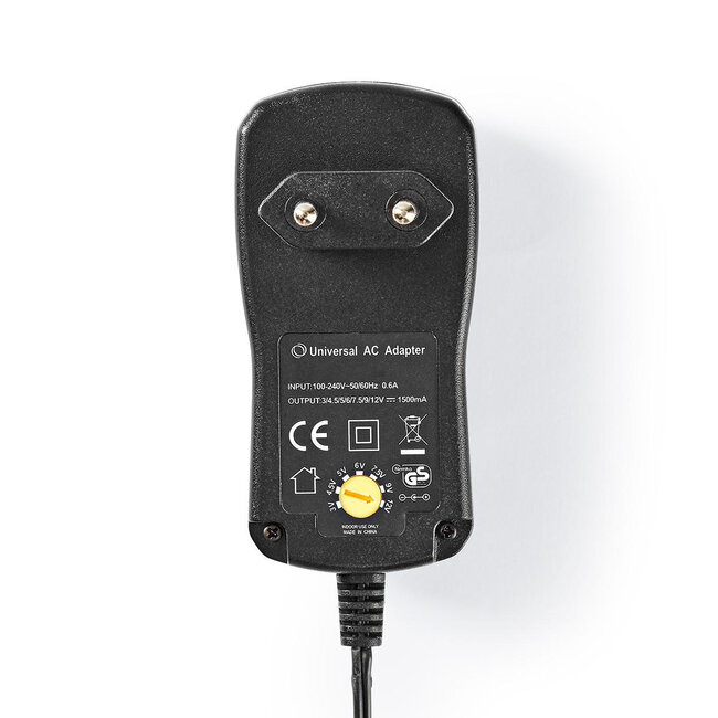 Universal Netzadapter 3-12V 1,5A 18W mit 8 austauschbaren Steckern Schwarz 1,1m