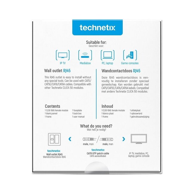 Technetix RJ45 Wanddose CL50 SHOP / KPN Geeignet