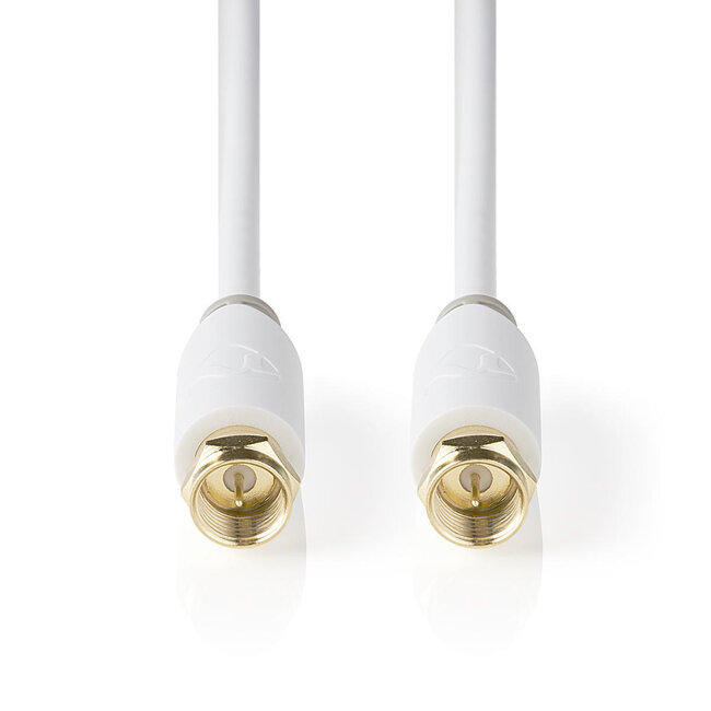 Nedis F-Stecker (m) auf F-Stecker (m) Koaxialkabel, gerade, weiß, 1 Meter
