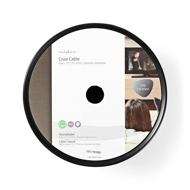 Nedis Coax 12 Innen-Coaxkabel auf Rolle Weiß - 100 Meter