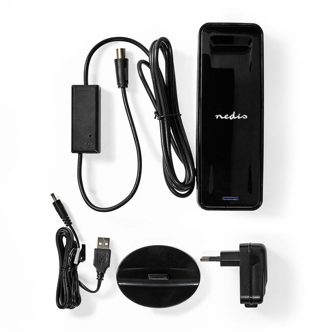 Nedis Aktive Innenantenne FM/UHF/VHF DVB-T/T2 DAB+ HDTV 26 dB LTE700 Filter Schwarz 1,5 m