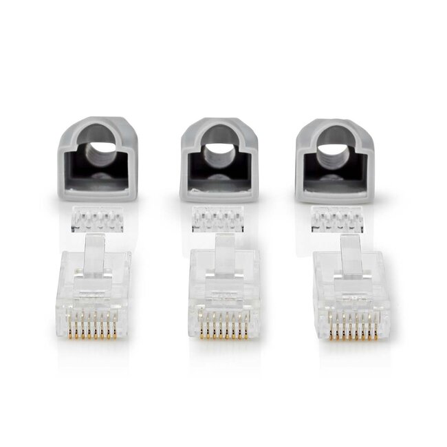 Nedis RJ45 Crimpstecker (UTP) für CAT6 Netzwerkkabel (fest) - 10 Stück (3-teilig)