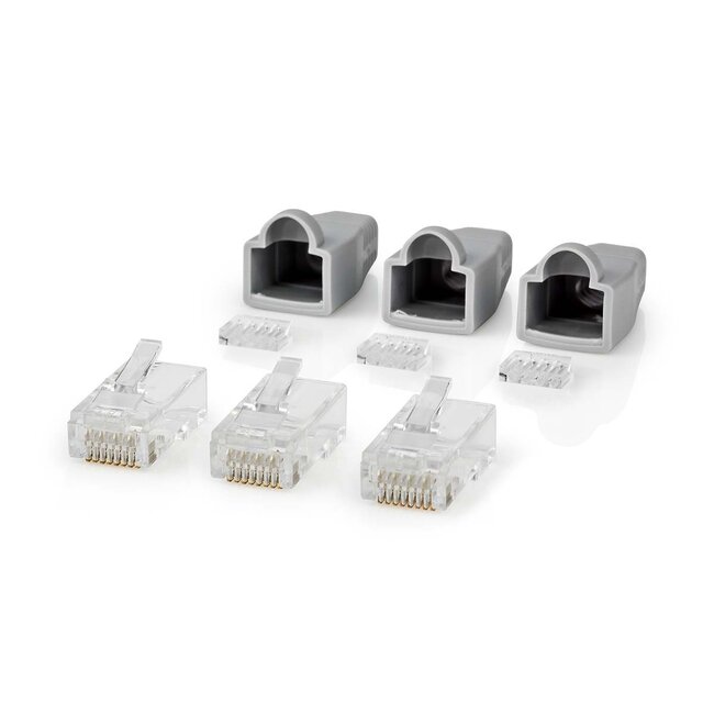 Nedis RJ45 Crimpstecker (UTP) für CAT6 Netzwerkkabel (fest) - 10 Stück (3-teilig)