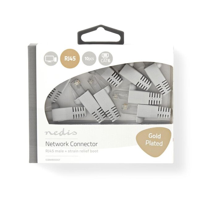 Nedis RJ45 Crimpstecker (UTP) für CAT6 Netzwerkkabel (fest) - 10 Stück (3-teilig)
