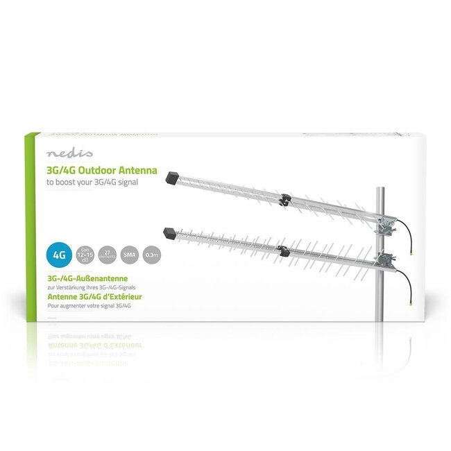 Nedis GSM/3G/4G Außenantenne mit SMA (m) Stecker - 12-15 dBi / Grau - 0,30 m