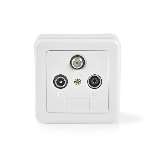 Nedis Satelliten-Wanddose R/TV/SAT mit Aufputzrahmen und Abdeckplatte / Weiß