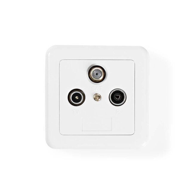 Nedis Satelliten-Wanddose R/TV/SAT mit Aufputzrahmen und Abdeckplatte / Weiß