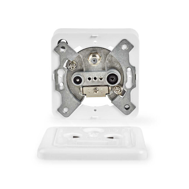 Nedis Satelliten-Wanddose R/TV/SAT mit Aufputzrahmen und Abdeckplatte / Weiß