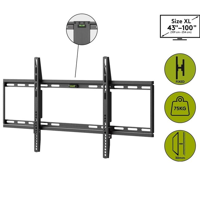 Goobay Basic Serie Fixed XL Wandhalterung für Bildschirme bis 100 Zoll / fest