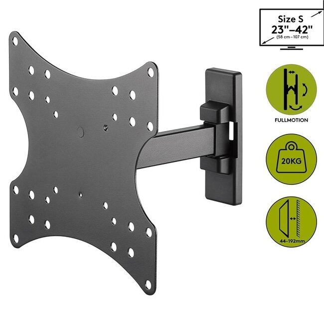 Goobay Basic Serie Full Motion S Wandhalterung für Bildschirme bis 42 Zoll / 2 Drehpunkte