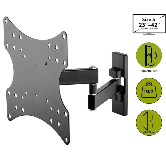 Goobay Basic Serie Full Motion S Wandhalterung für Bildschirme bis 42 Zoll / 3 Drehpunkte